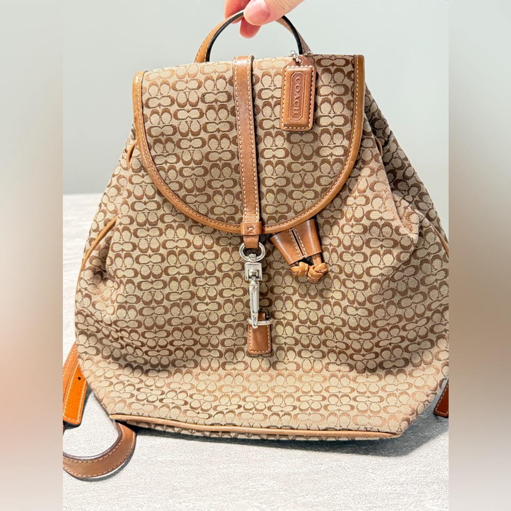 Vintage Y2K  Coach 6342 Legacy Signature C Canvas backpack With Leather Trim